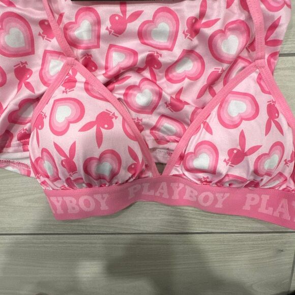 PLAYBOY Other - NWT playboy pink and white bra and bottoms set size small brand new. Super cute!